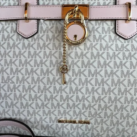 Michael Kors Hamilton Medium Satchel Shoulder Bag MK Vanilla Pink - Picture 7 of 10